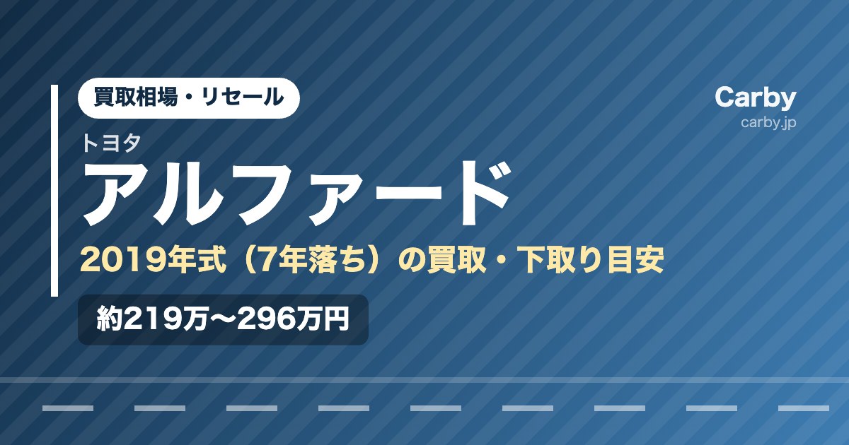 アルファードの買取相場【2019年式・7年落ち】｜まだ値段はつく？