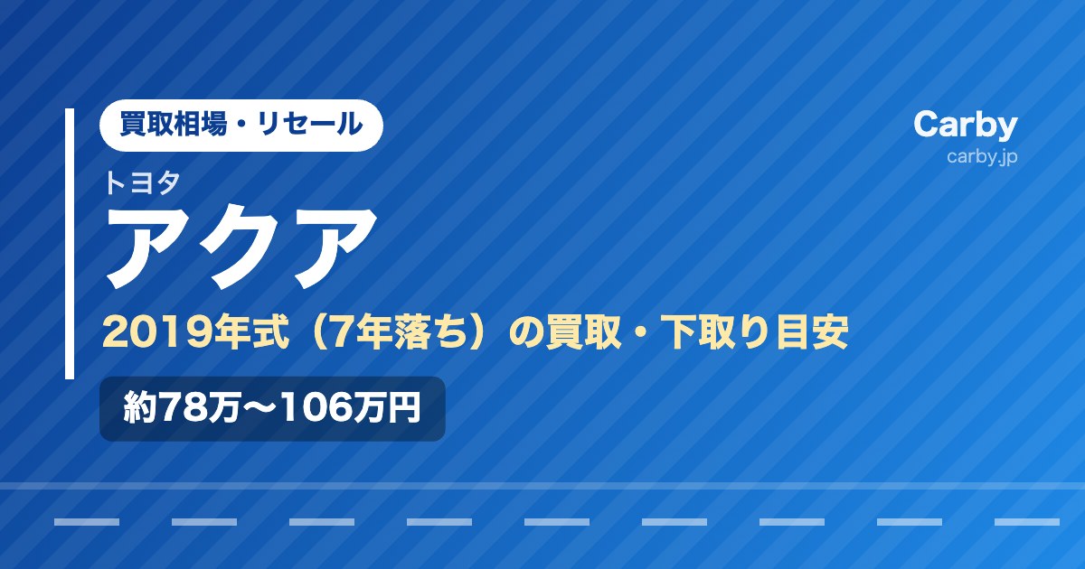 トヨタ アクアの買取相場【2019年式・7年落ち】｜まだ値段はつく？
