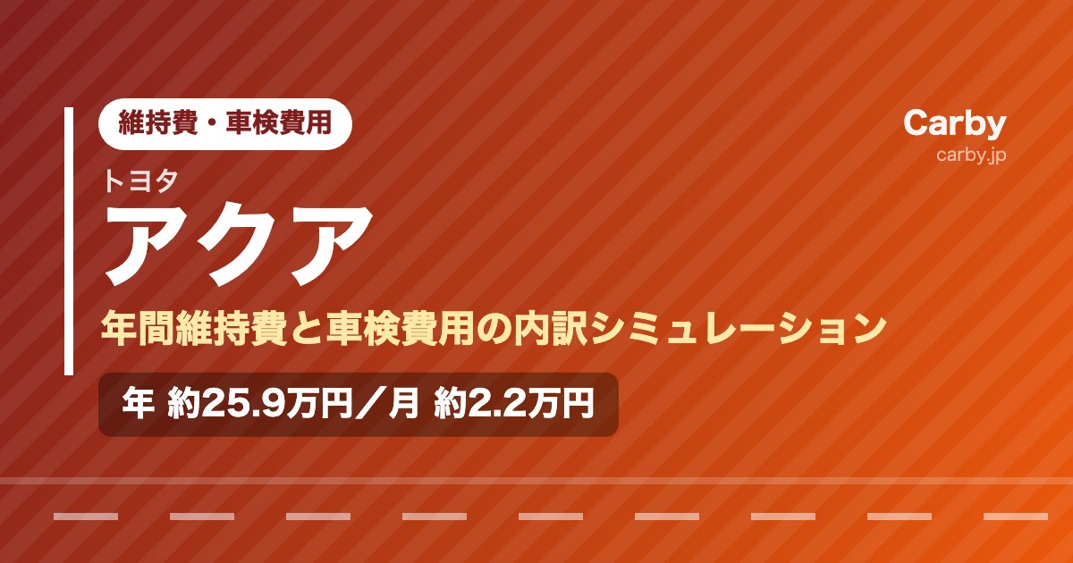 アクアの車検費用はいくら？年間維持費の内訳を試算