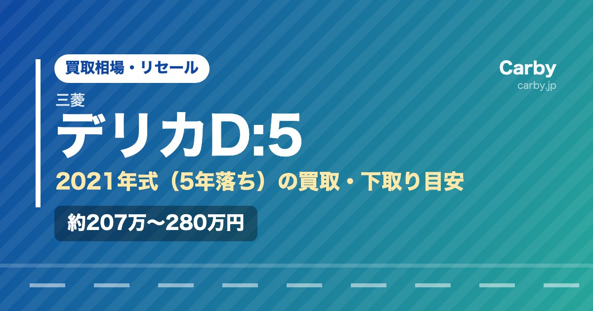 デリカD:5の買取相場【2021年式・5年落ち】｜下取りとの差額