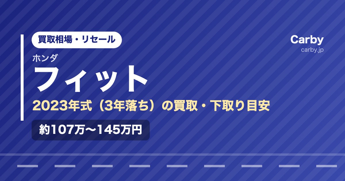 フィットの買取相場【2023年式・3年落ち】｜今売るといくら？