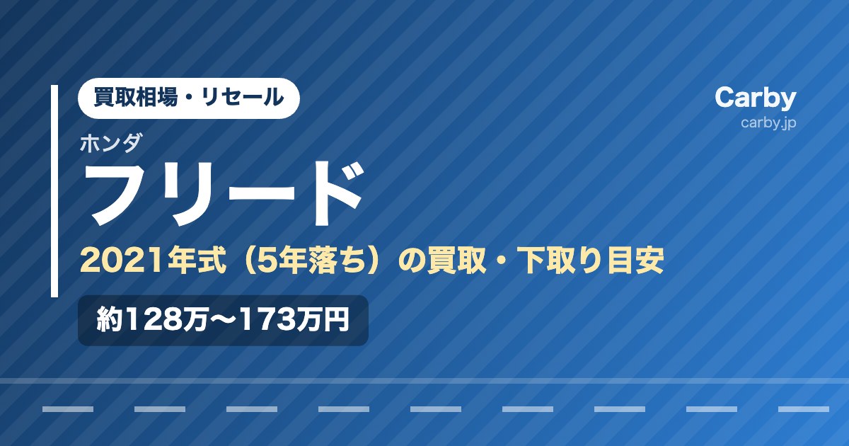 フリードの買取相場【2021年式・5年落ち】｜下取りとの差額