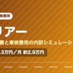 トヨタハリアーの年間維持費と車検費用の内訳を示した図解画像。試算値で年間約35.3万円、月あたり約2.9万円。