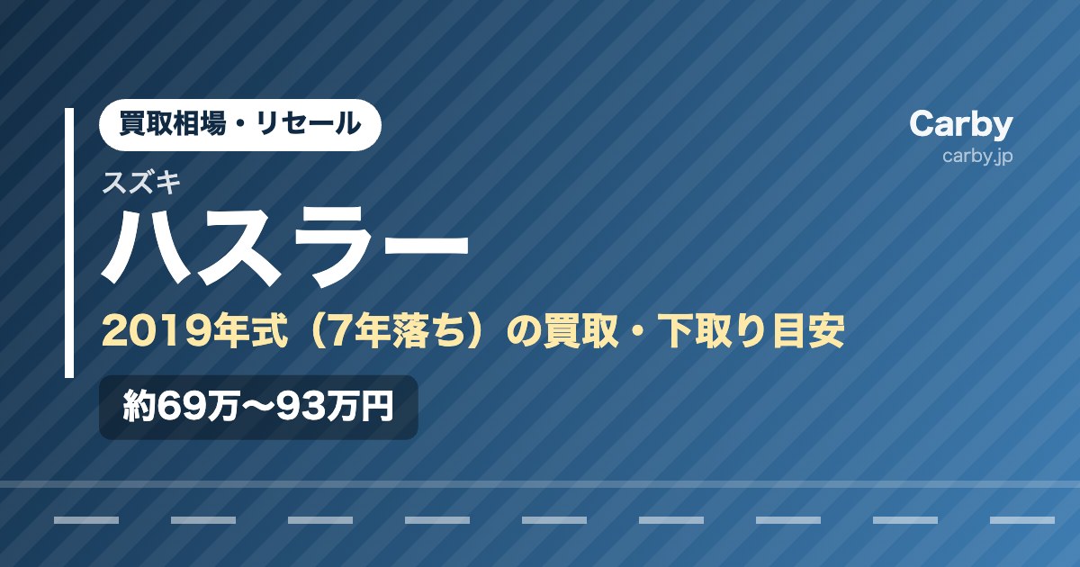 ハスラーの買取相場【2019年式・7年落ち】｜まだ値段はつく？