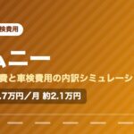スズキジムニーの年間維持費と車検費用の内訳を示した図解画像。試算値で年間約25.7万円、月あたり約2.1万円。