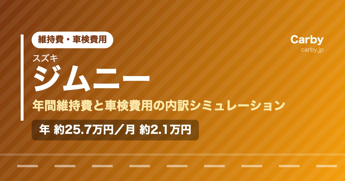 ジムニーの維持費は年間いくら？月額・車検費用の目安