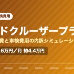 トヨタランドクルーザープラドの年間維持費と車検費用の内訳を示した図解画像。試算値で年間約52.6万円、月あたり約4.4万円。