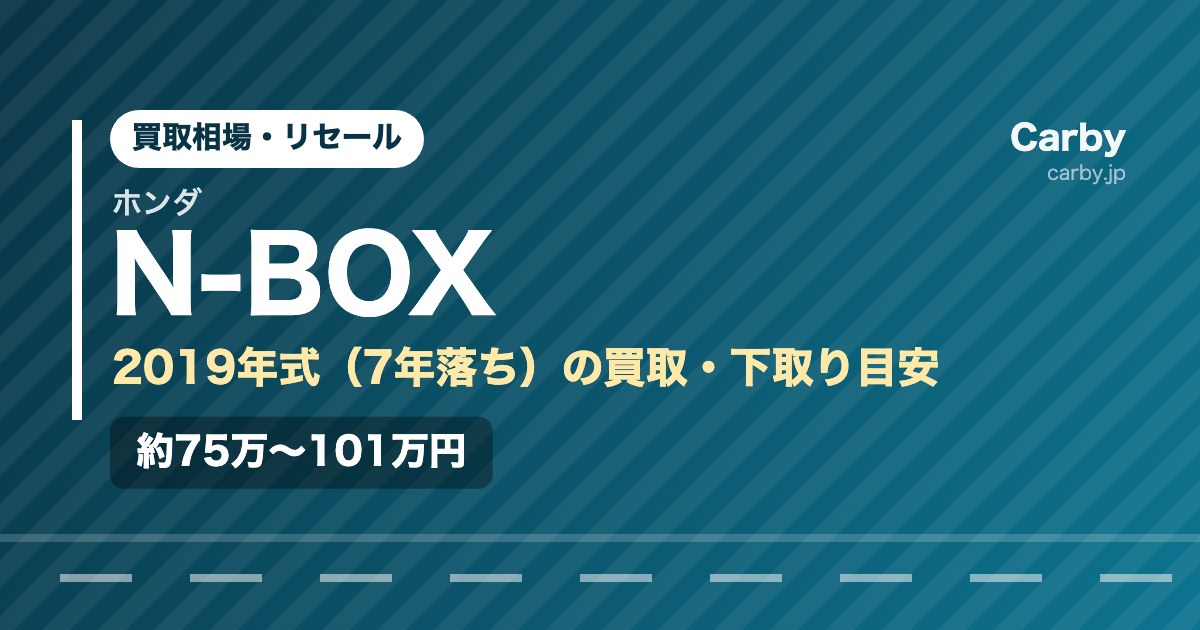 ホンダ N-BOXの買取相場【2019年式・7年落ち】｜まだ値段はつく？