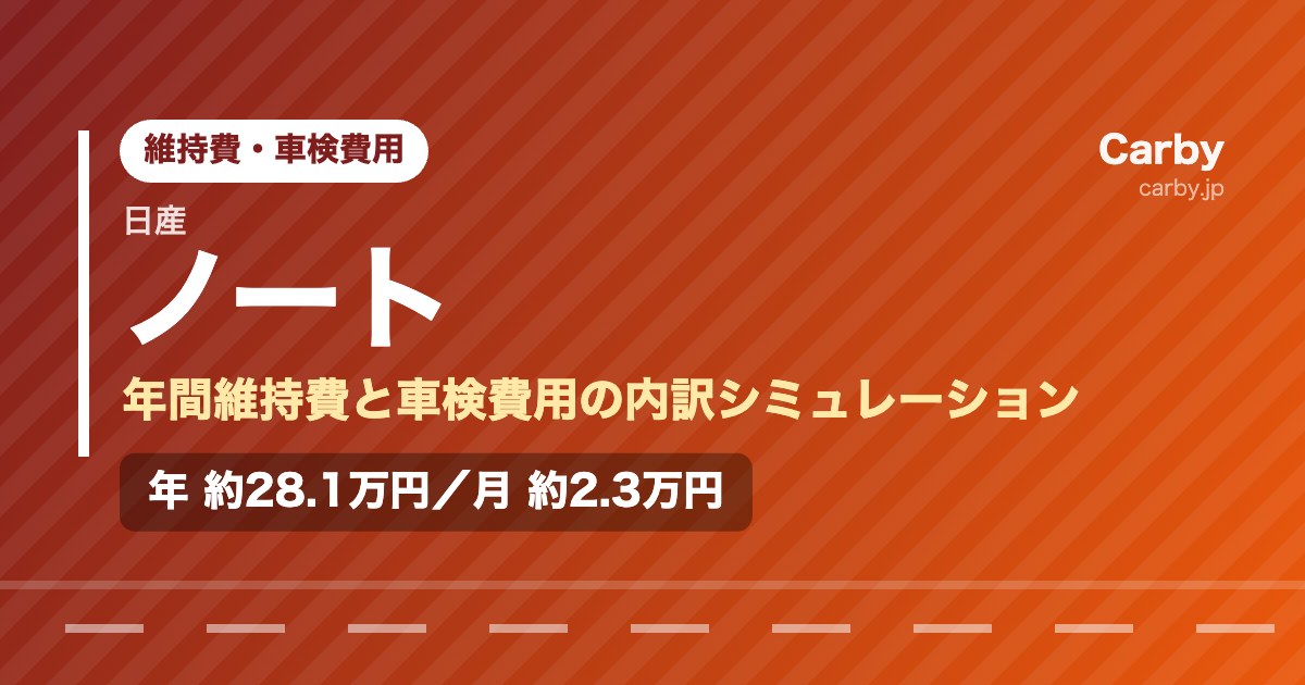 日産 ノートの維持費は年間いくら？月額・車検費用の目安
