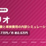 スズキソリオの年間維持費と車検費用の内訳を示した図解画像。試算値で年間約29.7万円、月あたり約2.5万円。