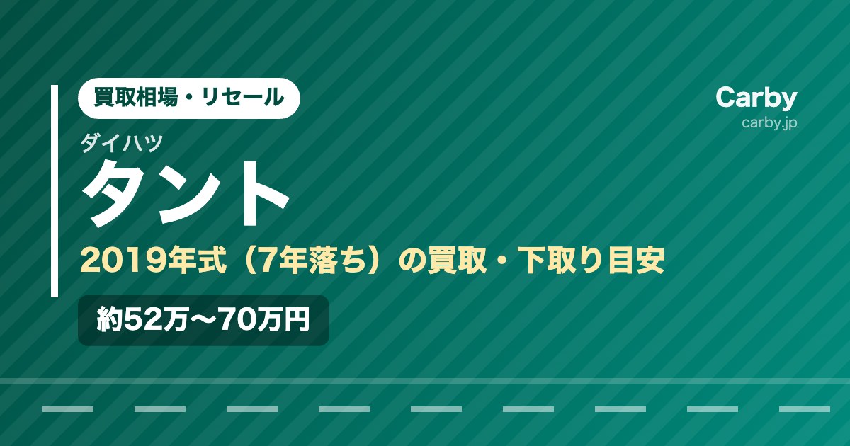 ダイハツ タントの買取相場【2019年式・7年落ち】｜まだ値段はつく？