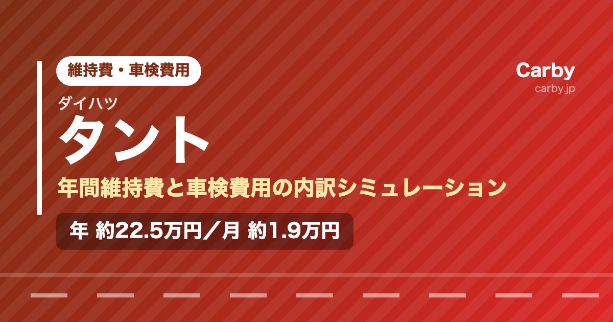 ダイハツ タントの維持費は年間いくら？月額・車検費用の目安